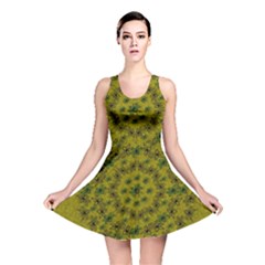 Flower Wreath In The Green Soft Yellow Nature Reversible Skater Dress by pepitasart