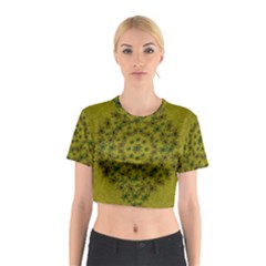 Flower Wreath In The Green Soft Yellow Nature Cotton Crop Top by pepitasart