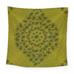 Flower Wreath In The Green Soft Yellow Nature Square Tapestry (large) by pepitasart