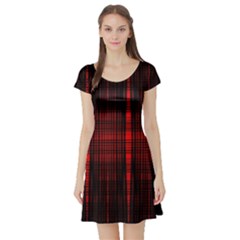 Black And Red Backgrounds Short Sleeve Skater Dress