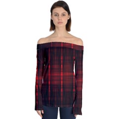 Black And Red Backgrounds Off Shoulder Long Sleeve Top