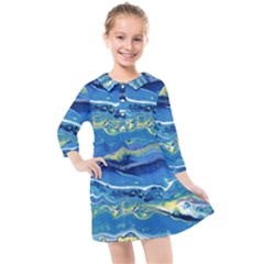 Sunlit Waters Kids  Quarter Sleeve Shirt Dress by lwdstudio