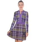 Playing with Plaid Kitten (Purple) Halloween Pattern Long Sleeve Panel Dress