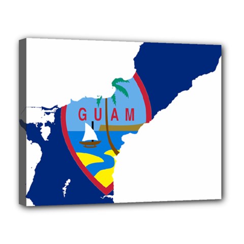 Flag Map Of Guam Canvas 14  X 11  (stretched) by abbeyz71