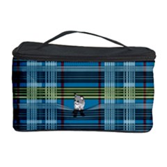 Playing With Plaid Kitten (blue) Pattern Cosmetic Storage by emilyzragz