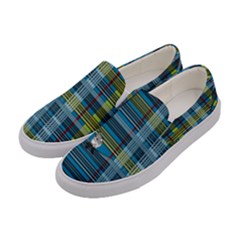 Playing With Plaid Kitten (blue) Pattern Women s Canvas Slip Ons by emilyzragz