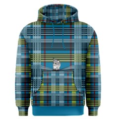 Playing With Plaid Kitten (blue) Pattern Men s Pullover Hoodie by emilyzragz