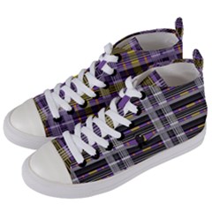 Playing With Plaid Kitten (purple) Halloween Pattern Women s Mid-top Canvas Sneakers by emilyzragz