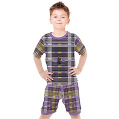 Playing With Plaid Kitten (purple) Halloween Pattern Kid s Set by emilyzragz