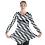 Massaging Kitties Houndstooth Pattern Long Sleeve Tunic 