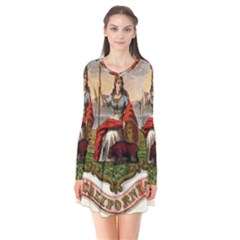 Historical Coat Of Arms Of California Long Sleeve V-neck Flare Dress by abbeyz71