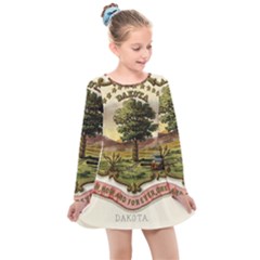 Historical Coat of Arms of Dakota Territory Kids  Long Sleeve Dress