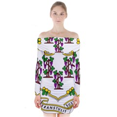 Coat of Arms of Connecticut Long Sleeve Off Shoulder Dress