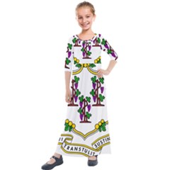 Coat of Arms of Connecticut Kids  Quarter Sleeve Maxi Dress