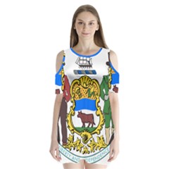 Delaware Coat of Arms Shoulder Cutout Velvet One Piece