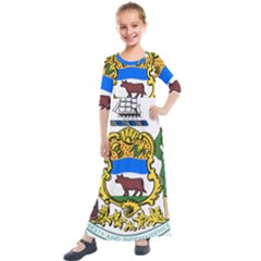 Delaware Coat Of Arms Kids  Quarter Sleeve Maxi Dress by abbeyz71