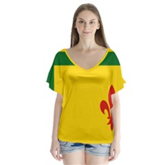 Flag Of The Fransaskois V-neck Flutter Sleeve Top by abbeyz71