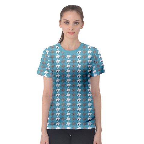 Swan Herd Houndstooth Pattern  Women s Sport Mesh Tee by emilyzragz