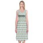 Amphibians Hopping Houndstooth Pattern Midi Sleeveless Dress