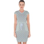 Amphibians Hopping Houndstooth Pattern Capsleeve Drawstring Dress 