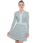 Amphibians Hopping Houndstooth Pattern Long Sleeve Panel Dress