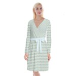 Amphibians Hopping Houndstooth Pattern Long Sleeve Velvet Front Wrap Dress