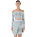 Amphibians Hopping Houndstooth Pattern Off Shoulder Top with Skirt Set