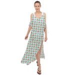 Amphibians Hopping Houndstooth Pattern Maxi Chiffon Cover Up Dress