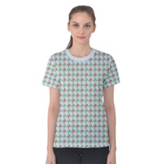 Amphibians Hopping Houndstooth Pattern Women s Cotton Tee