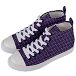 Luv Machine Robot Houndstooth Pattern (Purple) Women s Mid-Top Canvas Sneakers