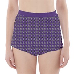 Luv Machine Robot Houndstooth Pattern (purple) High-waisted Bikini Bottoms by emilyzragz