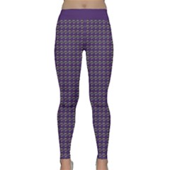 Luv Machine Robot Houndstooth Pattern (purple) Classic Yoga Leggings by emilyzragz