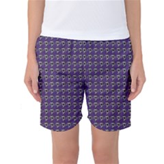 Luv Machine Robot Houndstooth Pattern (purple) Women s Basketball Shorts by emilyzragz