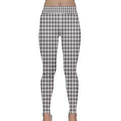 Luv Machine Robot Houndstooth Pattern (grey) Classic Yoga Leggings by emilyzragz