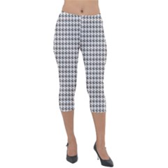 Luv Machine Robot Houndstooth Pattern (grey) Lightweight Velour Capri Leggings  by emilyzragz