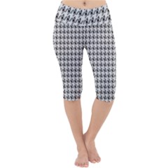 Luv Machine Robot Houndstooth Pattern (grey) Lightweight Velour Cropped Yoga Leggings by emilyzragz