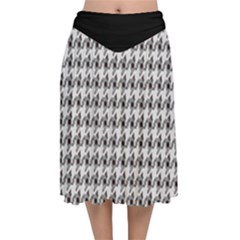 Luv Machine Robot Houndstooth Pattern Grey Velvet Flared Midi Skirt by emilyzragz