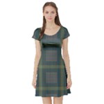 Plaid Pencil Crayon Pattern Short Sleeve Skater Dress