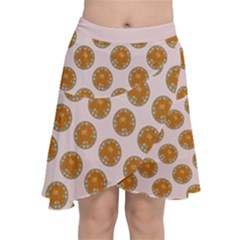 Waffle Polka Dot Pattern Chiffon Wrap Front Skirt by emilyzragz