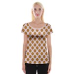 Waffle Polka Dot Pattern Cap Sleeve Top