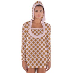 Waffle Polka Dot Pattern Long Sleeve Hooded T-shirt by emilyzragz