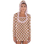 Waffle Polka Dot Pattern Long Sleeve Hooded T-shirt