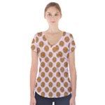 Waffle Polka Dot Pattern Short Sleeve Front Detail Top