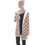 Waffle Polka Dot Pattern Longline Hooded Cardigan