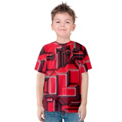 Background With Red Texture Blocks Kids  Cotton Tee