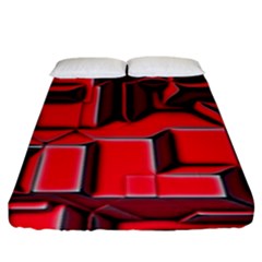 Background With Red Texture Blocks Fitted Sheet (King Size)