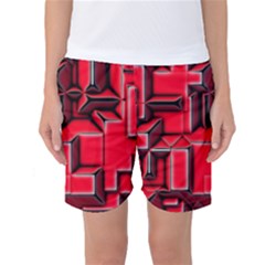 Background With Red Texture Blocks Women s Basketball Shorts