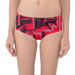 Background With Red Texture Blocks Mid-Waist Bikini Bottoms