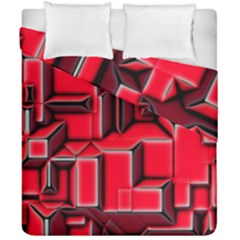 Background With Red Texture Blocks Duvet Cover Double Side (California King Size)