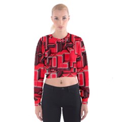 Background With Red Texture Blocks Cropped Sweatshirt